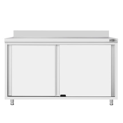 GGM Gastro Stainless Steel Floor Cupboard Flex ECO - 1400x700mm - with Sliding Doors & Upstand
