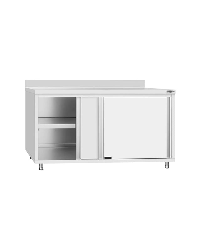 GGM Gastro Stainless Steel Floor Cupboard Flex ECO - 1600x600mm - with Sliding Doors & Upstand