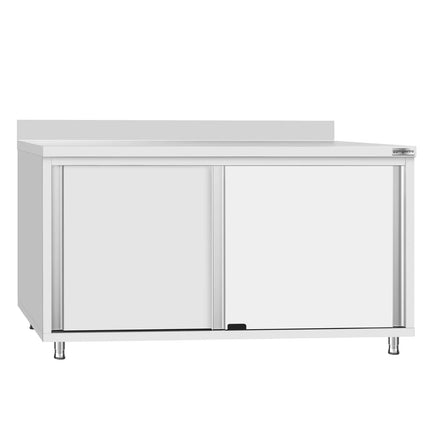 GGM Gastro Stainless Steel Floor Cupboard Flex ECO - 1600x600mm - with Sliding Doors & Upstand