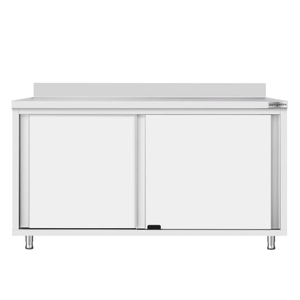 GGM Gastro Stainless Steel Floor Cupboard Flex ECO - 1600x700mm - with Sliding Doors & Upstand
