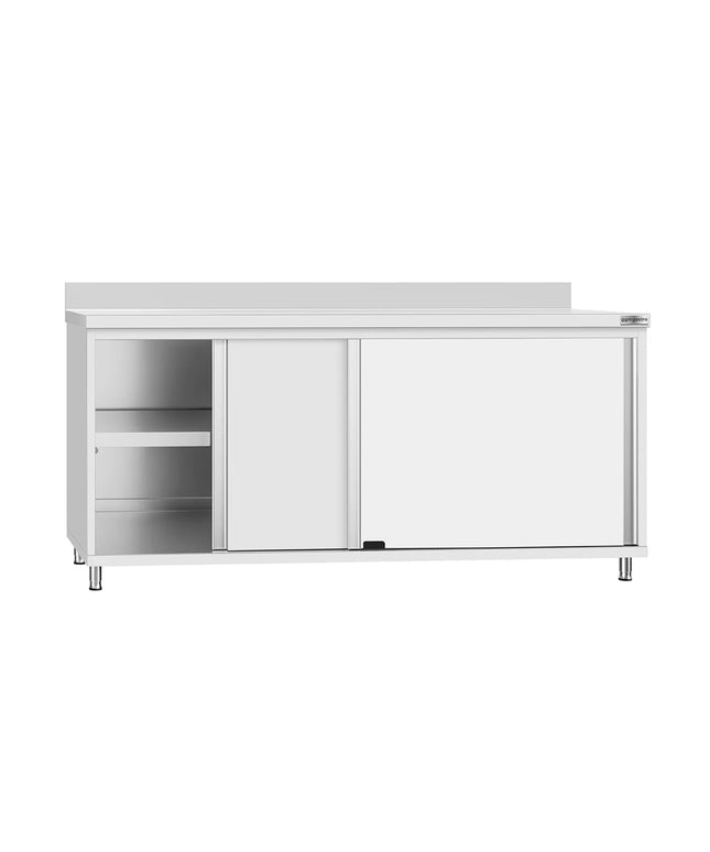 GGM Gastro Stainless Steel Floor Cupboard Flex ECO - 1800x600mm - with Sliding Doors & Upstand