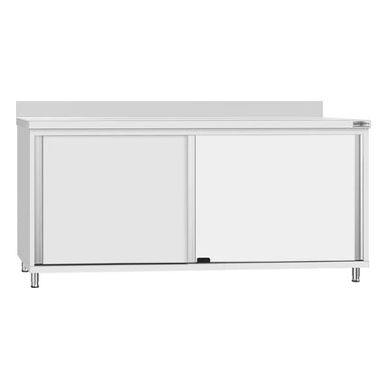 GGM Gastro Stainless Steel Floor Cupboard Flex ECO - 1800x600mm - with Sliding Doors & Upstand