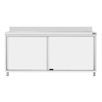 GGM Gastro Stainless Steel Floor Cupboard Flex ECO - 1800x600mm - with Sliding Doors & Upstand