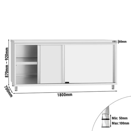 GGM Gastro Stainless Steel Floor Cupboard Flex ECO - 1800x700mm - with Sliding Doors