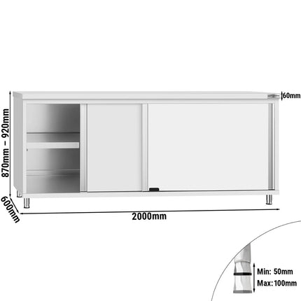 GGM Gastro Stainless Steel Floor Cupboard Flex ECO - 2000x600mm - with Sliding Doors
