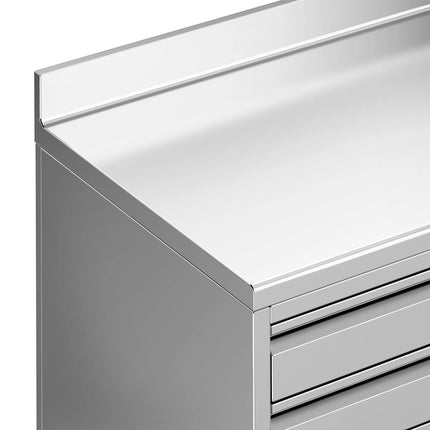 GGM Gastro Stainless Steel Floor Cupboard - for coffee machines - 1600x600mm - with Hinged Doors, 2 Drawers & Upstand