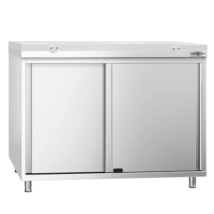 GGM Gastro Stainless Steel Floor Cupboard PREMIUM - 1000x600mm - with Sliding Doors - incl. Chopping Board White
