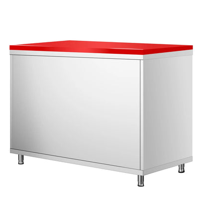 GGM Gastro Stainless Steel Floor Cupboard PREMIUM - 1000x600mm - with Sliding Doors - incl. Chopping Board Red