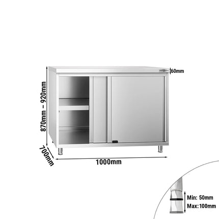 GGM Gastro Stainless Steel Floor Cupboard PREMIUM - 1000x700mm - with Sliding Doors