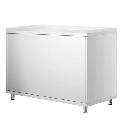 GGM Gastro Stainless Steel Floor Cupboard PREMIUM - 1000x800mm - with Sliding Doors - incl. Chopping Board White
