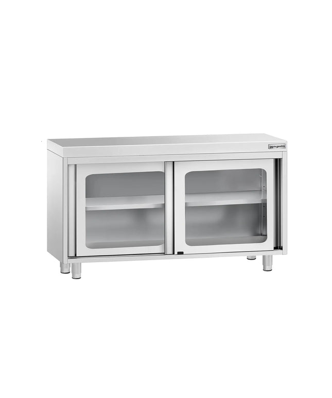 GGM Gastro Stainless Steel Floor Cupboard PREMIUM - 1200x600mm - with Glass Sliding Doors