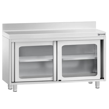 GGM Gastro Stainless Steel Floor Cupboard PREMIUM - 1200x600mm - with Glass Sliding Doors & Upstand