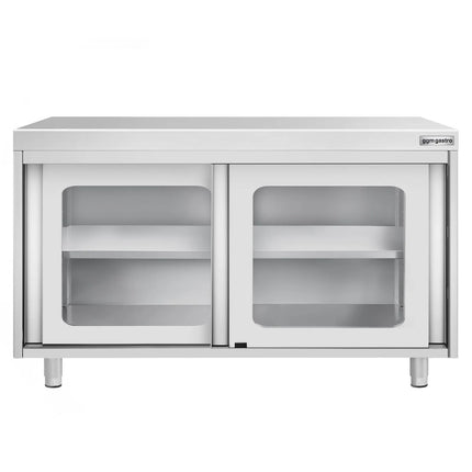 GGM Gastro Stainless Steel Floor Cupboard PREMIUM - 1200x600mm - with Glass Sliding Doors