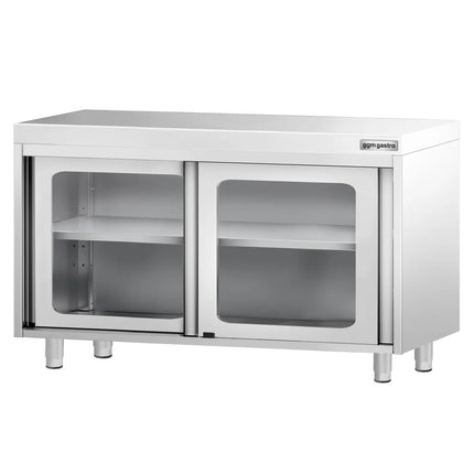 GGM Gastro Stainless Steel Floor Cupboard PREMIUM - 1200x600mm - with Glass Sliding Doors
