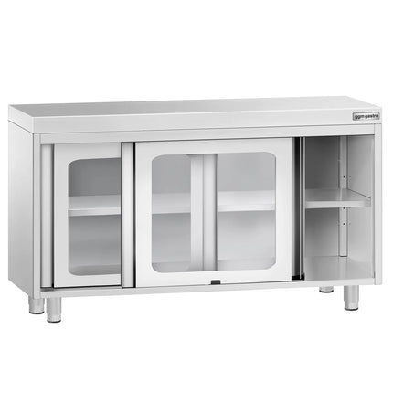 GGM Gastro Stainless Steel Floor Cupboard PREMIUM - 1200x700mm - with Glass Sliding Doors