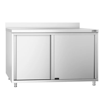 GGM Gastro Stainless Steel Floor Cupboard PREMIUM - 1200x700mm - with Sliding Doors & Upstand