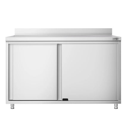 GGM Gastro Stainless Steel Floor Cupboard PREMIUM - 1200x700mm - with Sliding Doors & Upstand