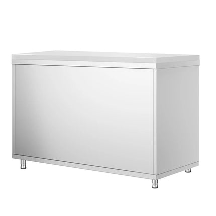 GGM Gastro Stainless Steel Floor Cupboard PREMIUM - 1200x700mm - with Sliding Doors - incl. Chopping Board White