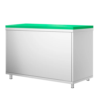 GGM Gastro Stainless Steel Floor Cupboard PREMIUM - 1200x700mm - with Sliding Doors - incl. Chopping Board Green