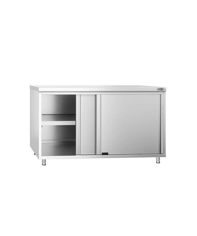GGM Gastro Stainless Steel Floor Cupboard PREMIUM - 1400x600mm - with Sliding Doors
