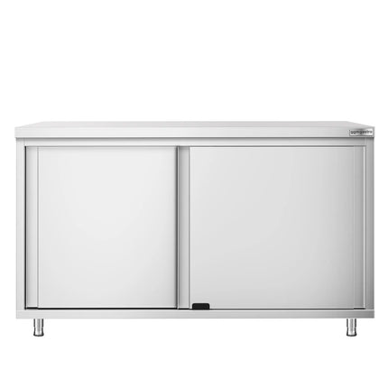 GGM Gastro Stainless Steel Floor Cupboard PREMIUM - 1400x600mm - with Sliding Doors