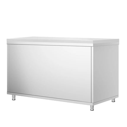 GGM Gastro Stainless Steel Floor Cupboard PREMIUM - 1400x600mm - with Sliding Doors - incl. Chopping Board White