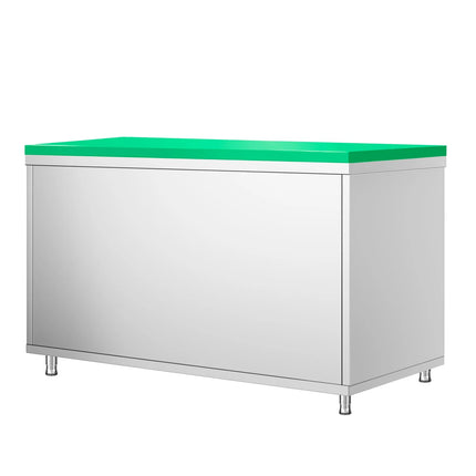 GGM Gastro Stainless Steel Floor Cupboard PREMIUM - 1400x700mm - with Sliding Doors - incl. Chopping Board Green