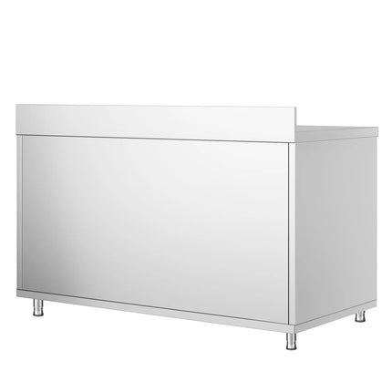 GGM Gastro Stainless Steel Floor Cupboard PREMIUM - 1400x700mm - with Sliding Doors & Upstand