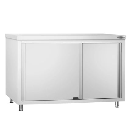 GGM Gastro Stainless Steel Floor Cupboard PREMIUM - 1400x700mm - with Sliding Doors - Pass-Through