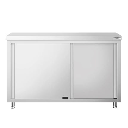 GGM Gastro Stainless Steel Floor Cupboard PREMIUM - 1400x700mm - with Sliding Doors - Pass-Through
