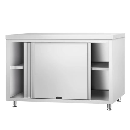 GGM Gastro Stainless Steel Floor Cupboard PREMIUM - 1400x700mm - with Sliding Doors - Pass-Through
