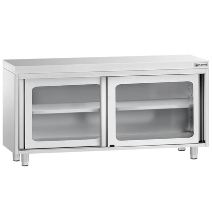 GGM Gastro Stainless Steel Floor Cupboard PREMIUM - 1600x600mm - with Glass Sliding Doors