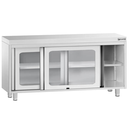GGM Gastro Stainless Steel Floor Cupboard PREMIUM - 1600x600mm - with Glass Sliding Doors