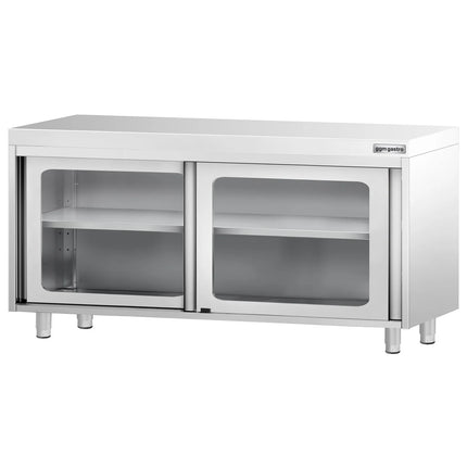GGM Gastro Stainless Steel Floor Cupboard PREMIUM - 1600x600mm - with Glass Sliding Doors
