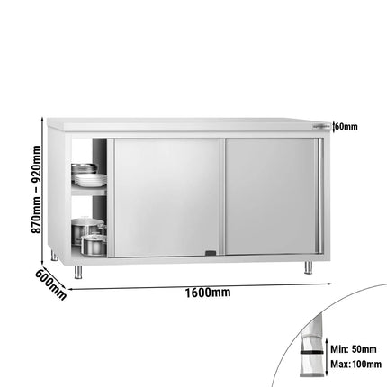 GGM Gastro Stainless Steel Floor Cupboard PREMIUM - 1600x600mm - with Pass-Through