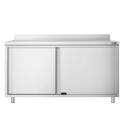 GGM Gastro Stainless Steel Floor Cupboard PREMIUM - 1600x600mm - with Sliding Doors & Upstand