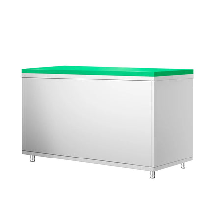 GGM Gastro Stainless Steel Floor Cupboard PREMIUM - 1600x600mm - with Sliding Doors - incl. Chopping Board Green