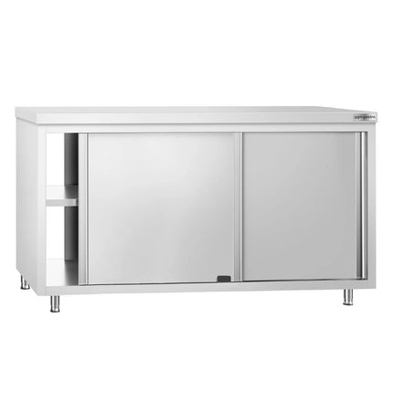 GGM Gastro Stainless Steel Floor Cupboard PREMIUM - 1600x700mm - with Sliding Doors & Pass-Through