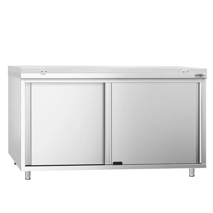 GGM Gastro Stainless Steel Floor Cupboard PREMIUM - 1600x700mm - with Sliding Doors - incl. Chopping Board White