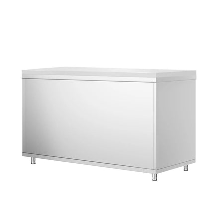 GGM Gastro Stainless Steel Floor Cupboard PREMIUM - 1600x700mm - with Sliding Doors - incl. Chopping Board White