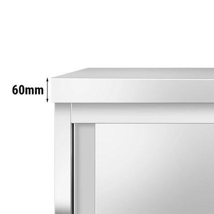 GGM Gastro Stainless Steel Floor Cupboard PREMIUM - 1600x700mm - with Sliding Doors & Upstand