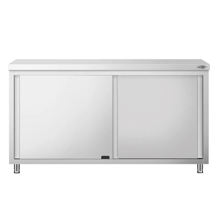 GGM Gastro Stainless Steel Floor Cupboard PREMIUM - 1600x700mm - with Sliding Doors & Pass-Through