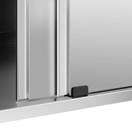 GGM Gastro Stainless Steel Floor Cupboard PREMIUM - 1600x700mm - with Sliding Doors & Upstand