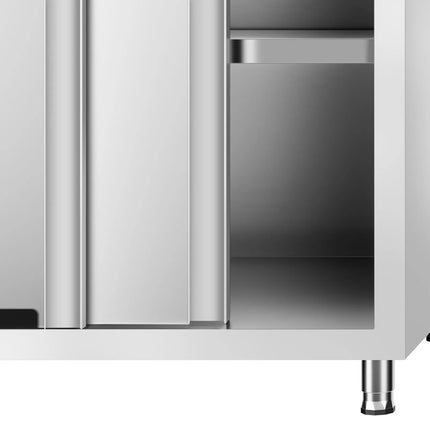 GGM Gastro Stainless Steel Floor Cupboard PREMIUM - 1600x700mm - with Sliding Doors & Pass-Through