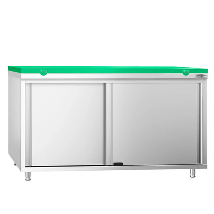GGM Gastro Stainless Steel Floor Cupboard PREMIUM - 1600x800mm - with Sliding Doors - incl. Chopping Board Green