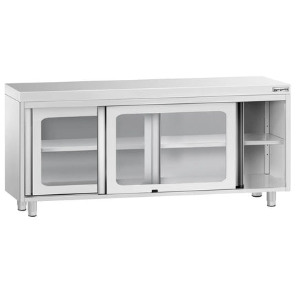 GGM Gastro Stainless Steel Floor Cupboard PREMIUM - 1800x600mm - with Glass Sliding Doors