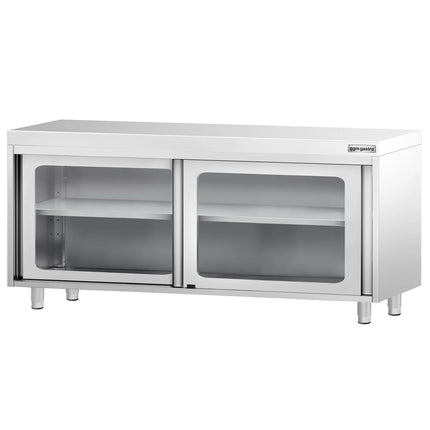 GGM Gastro Stainless Steel Floor Cupboard PREMIUM - 1800x600mm - with Glass Sliding Doors