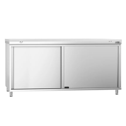 GGM Gastro Stainless Steel Floor Cupboard PREMIUM - 1800x600mm - with Sliding Doors - incl. Chopping Board White