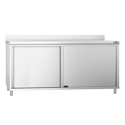 GGM Gastro Stainless Steel Floor Cupboard PREMIUM - 1800x600mm - with Sliding Doors & Upstand