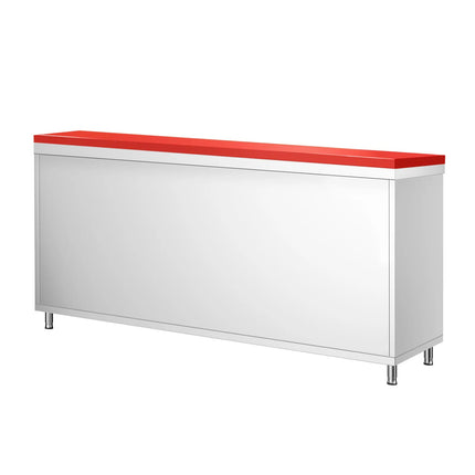 GGM Gastro Stainless Steel Floor Cupboard PREMIUM - 1800x600mm - with Sliding Doors - incl. Chopping Board Red